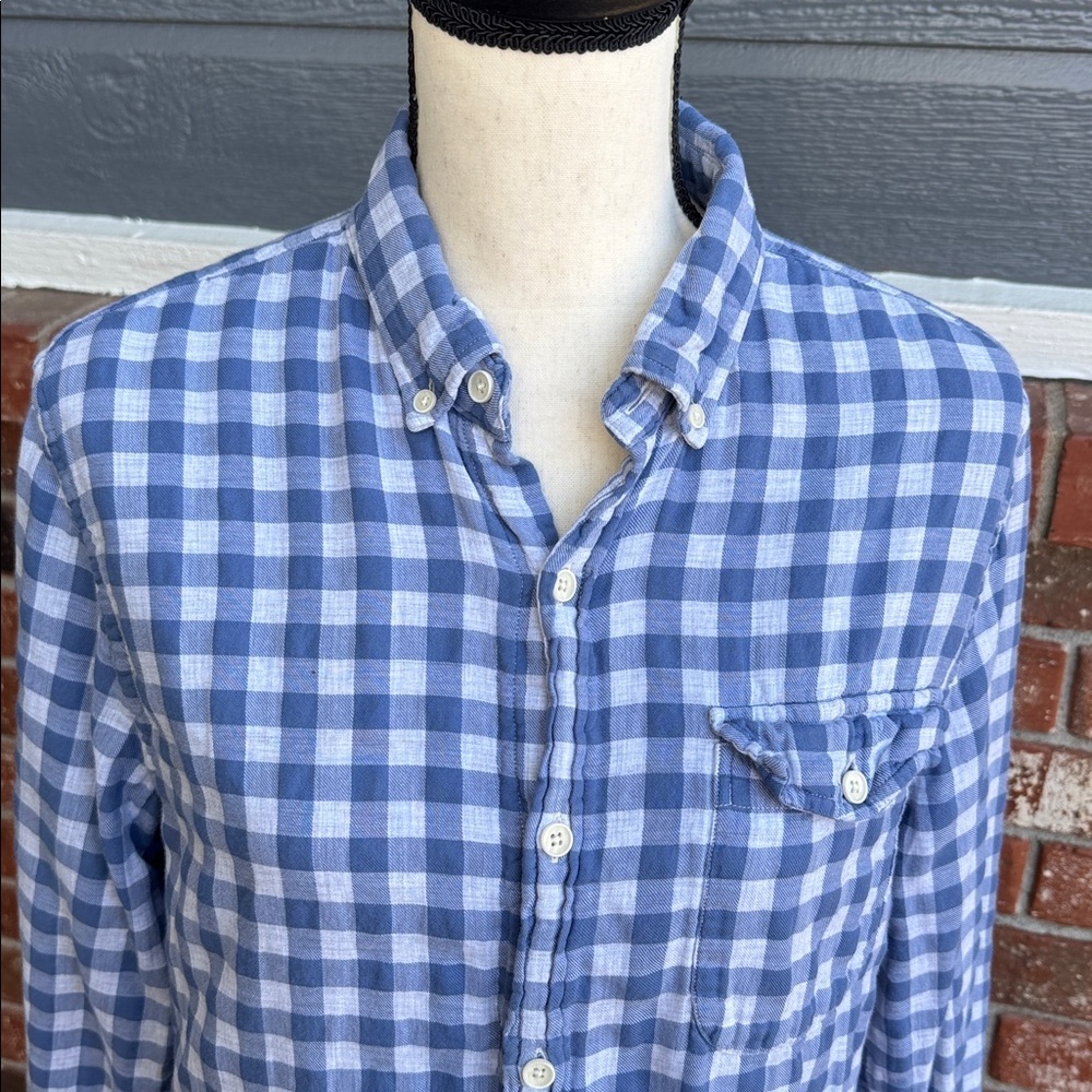 Vineyard Vines Blue White Gingham Crosby Slim Fit Long Sleeve Shirt Medium M - Picture 2 of 6